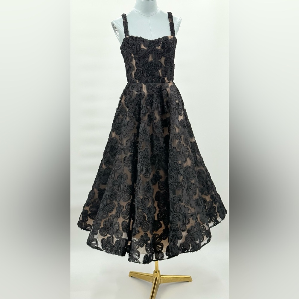 🆕 BRONX & BANCO 🧿 NWOT Sabrina Midi Dress, Black Floral - Sz S / US 4 - Picture 12 of 17